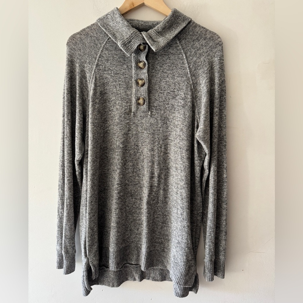 Anthropologie Saturday Sunday Cloudfleece Heathered Gray Tunic Sweater